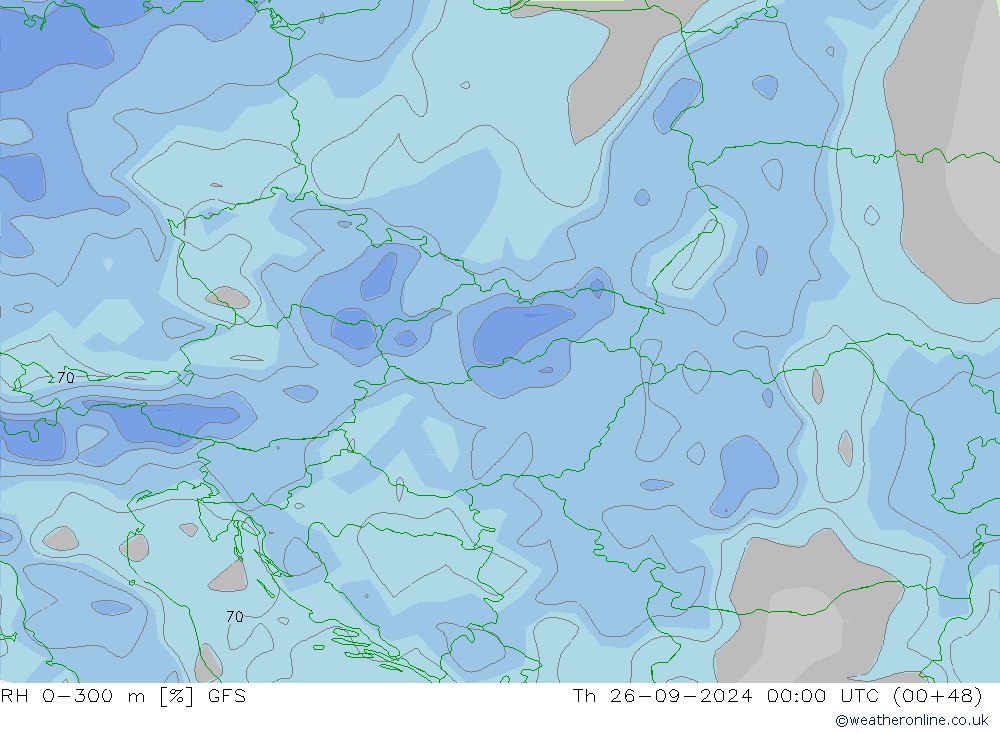 Humedad rel. 0-300m GFS jue 26.09.2024 00 UTC