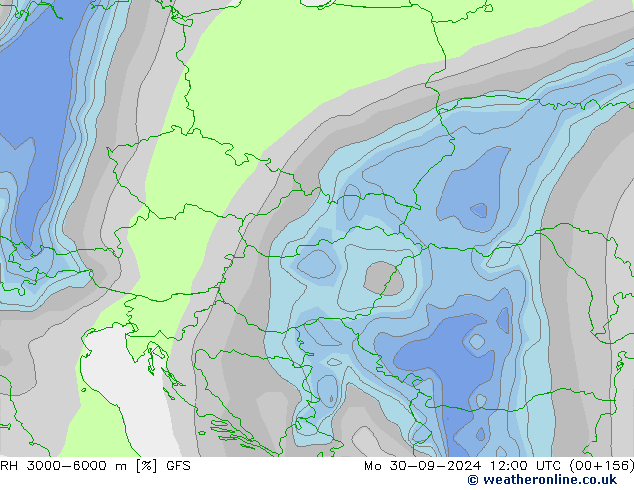 RH 3000-6000 m GFS Mo 30.09.2024 12 UTC