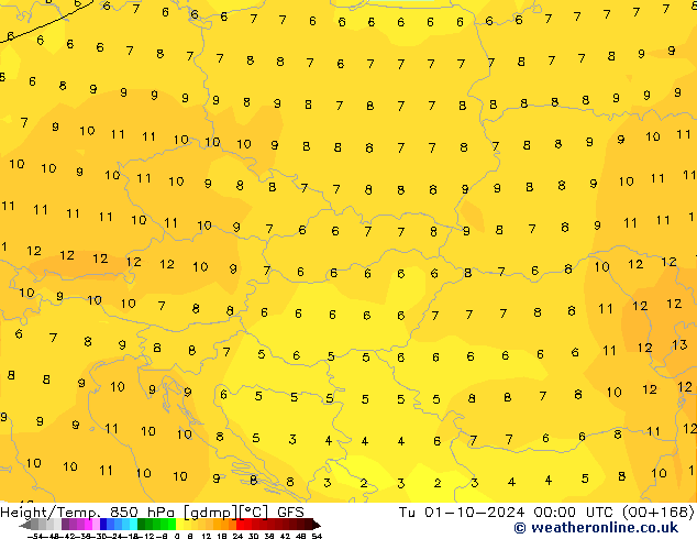 Z500/Rain (+SLP)/Z850 GFS Ter 01.10.2024 00 UTC