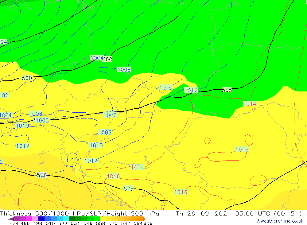 Thck 500-1000hPa GFS gio 26.09.2024 03 UTC