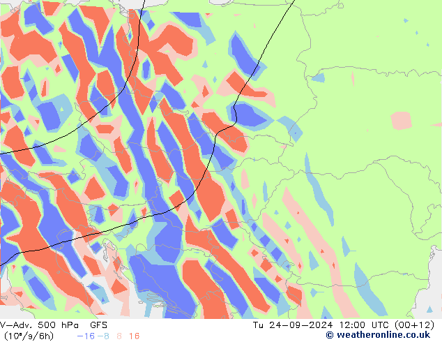 V-Adv. 500 hPa GFS Tu 24.09.2024 12 UTC