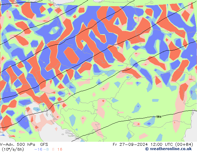 V-Adv. 500 гПа GFS пт 27.09.2024 12 UTC