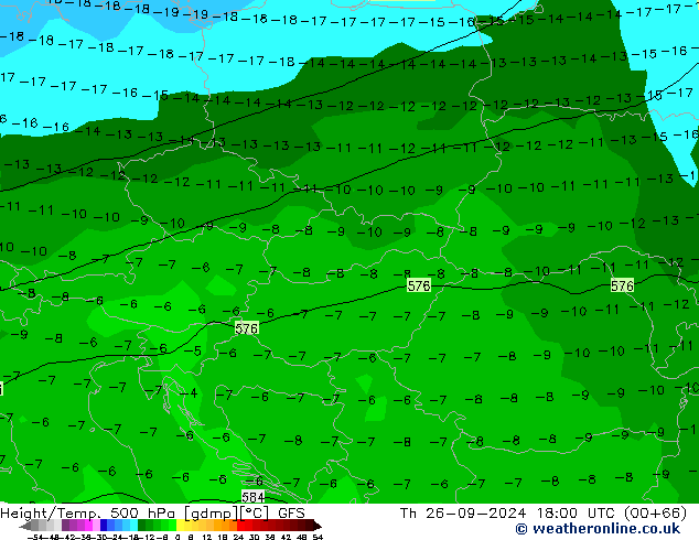 Z500/Rain (+SLP)/Z850 GFS gio 26.09.2024 18 UTC