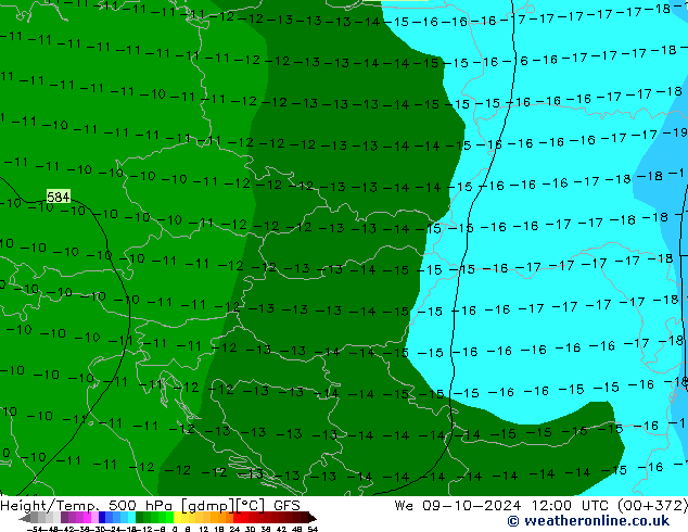 Z500/Rain (+SLP)/Z850 GFS mié 09.10.2024 12 UTC