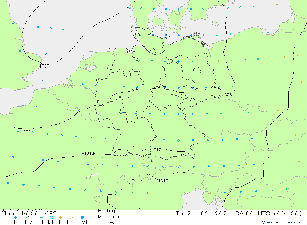 Cloud layer GFS Tu 24.09.2024 06 UTC