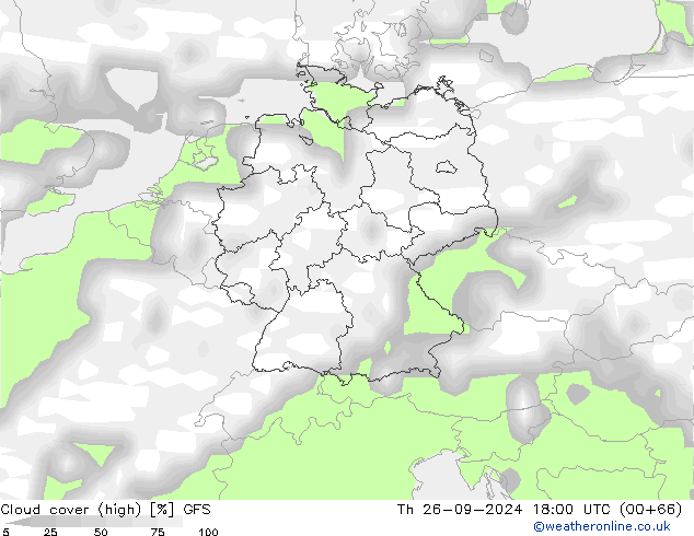 Bewolking (Hoog) GFS do 26.09.2024 18 UTC