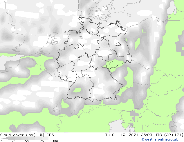 Nubes bajas GFS mar 01.10.2024 06 UTC