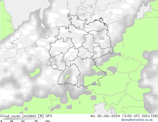 облака (средний) GFS пн 30.09.2024 12 UTC