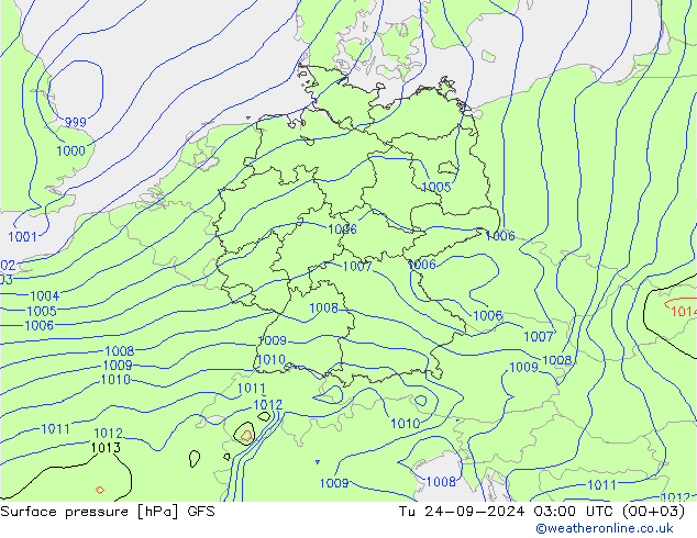 Presión superficial GFS mar 24.09.2024 03 UTC