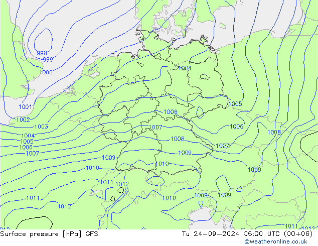 Surface pressure GFS Tu 24.09.2024 06 UTC