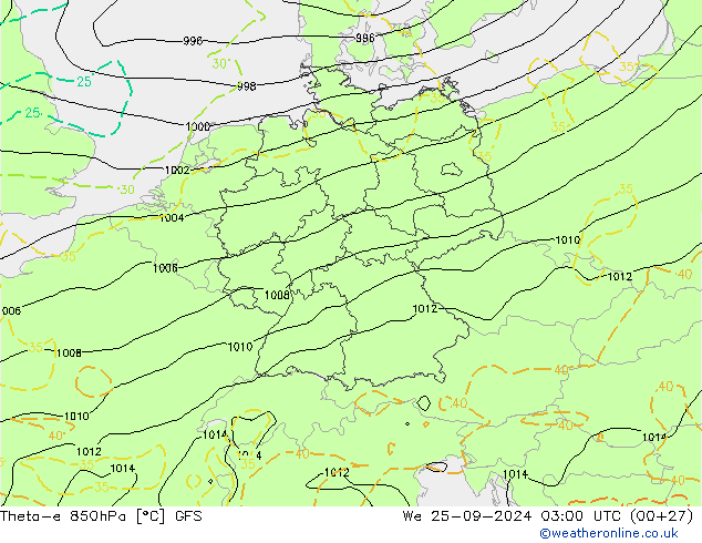 Theta-e 850hPa GFS  25.09.2024 03 UTC