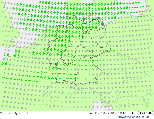 Type de précipitation GFS mar 01.10.2024 18 UTC