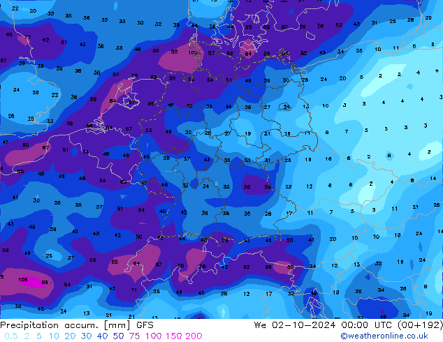 Nied. akkumuliert GFS Mi 02.10.2024 00 UTC