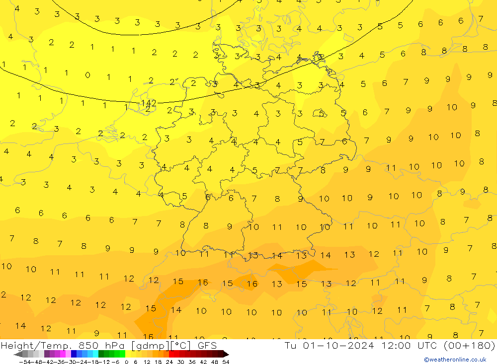 Z500/Rain (+SLP)/Z850 GFS mar 01.10.2024 12 UTC