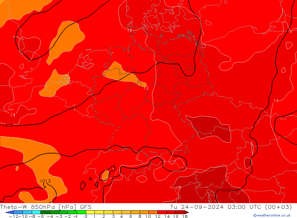 Theta-W 850hPa GFS Tu 24.09.2024 03 UTC