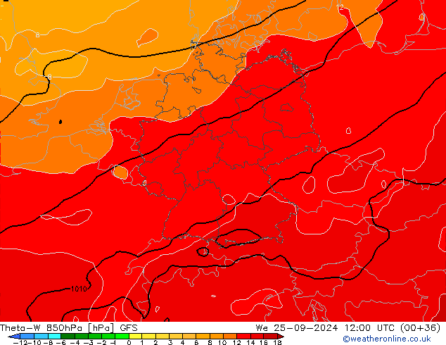 Theta-W 850hPa GFS St 25.09.2024 12 UTC