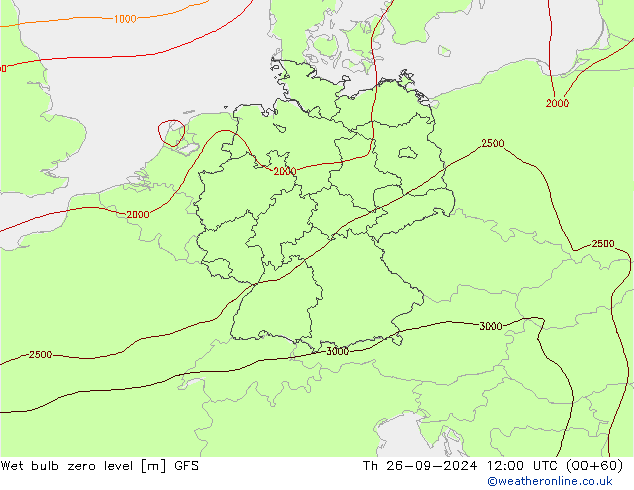 Theta-W Zero termico GFS gio 26.09.2024 12 UTC