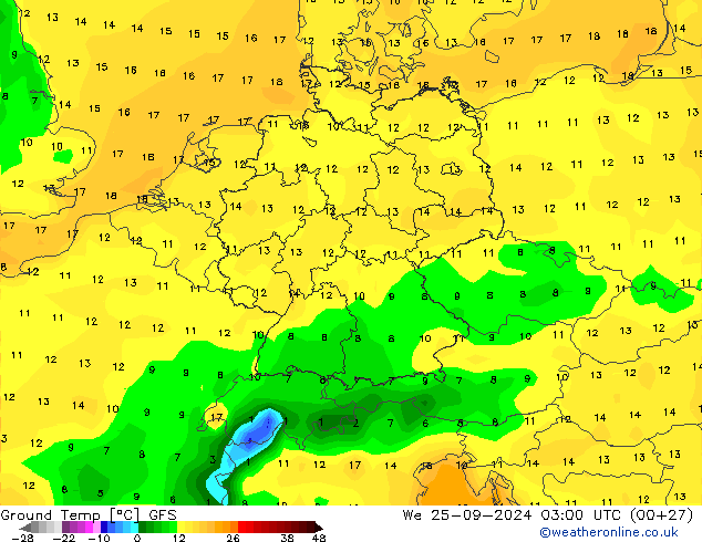 Ground Temp GFS We 25.09.2024 03 UTC