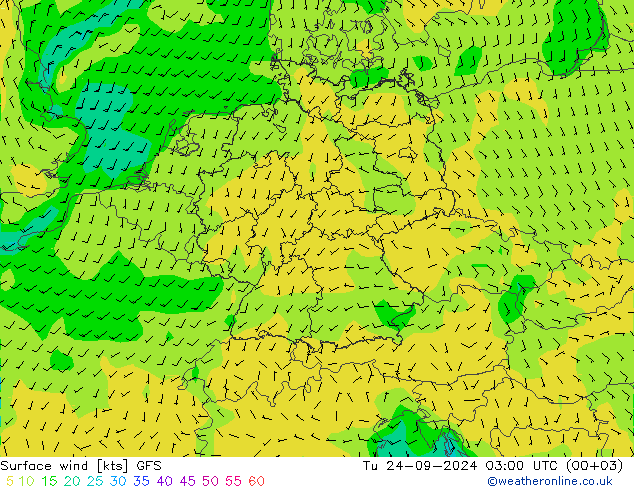 Rüzgar 10 m GFS Sa 24.09.2024 03 UTC