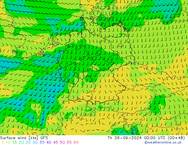 Surface wind GFS Th 26.09.2024 00 UTC