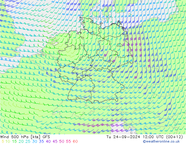 Wind 500 hPa GFS Di 24.09.2024 12 UTC