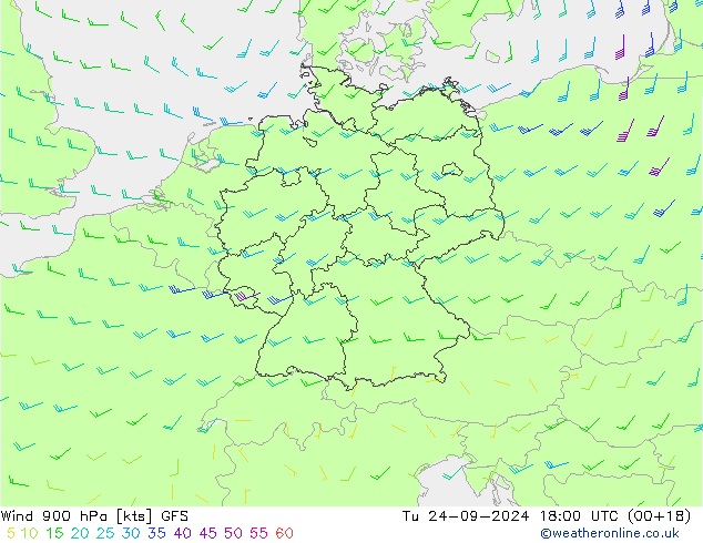  900 hPa GFS  24.09.2024 18 UTC