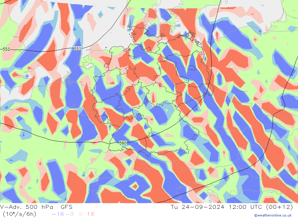 V-Adv. 500 hPa GFS Tu 24.09.2024 12 UTC