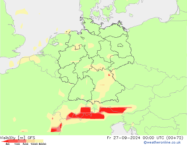 Visibility GFS Fr 27.09.2024 00 UTC