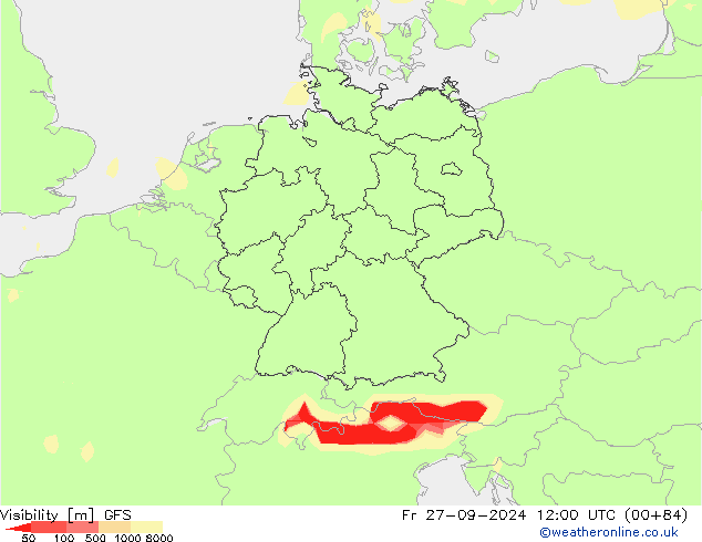 Visibility GFS Fr 27.09.2024 12 UTC