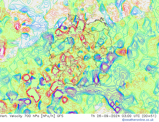 700 hPa Dikey Hız GFS Per 26.09.2024 03 UTC