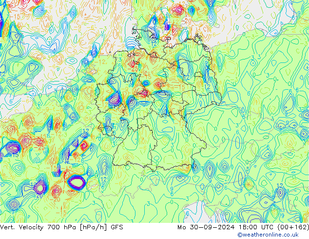 Vert. Velocity 700 hPa GFS pon. 30.09.2024 18 UTC