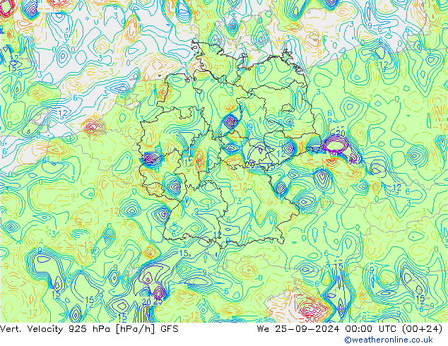 Vert. Velocity 925 hPa GFS We 25.09.2024 00 UTC