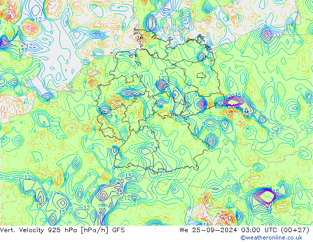 Vert. Velocity 925 hPa GFS mer 25.09.2024 03 UTC