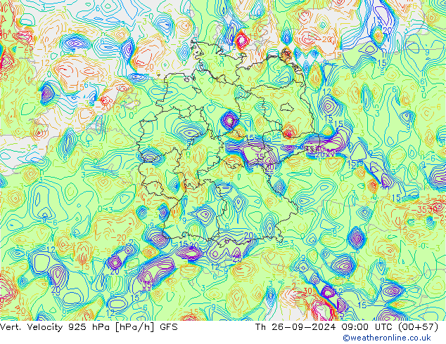 Vert. Velocity 925 hPa GFS czw. 26.09.2024 09 UTC