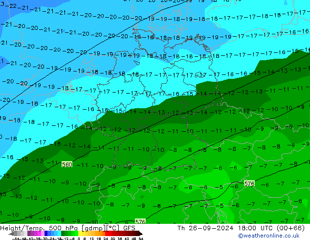 Height/Temp. 500 hPa GFS Th 26.09.2024 18 UTC