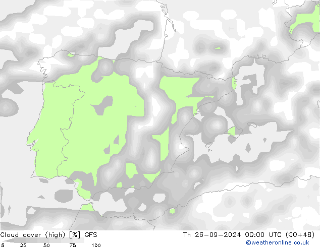 Bulutlar (yüksek) GFS Per 26.09.2024 00 UTC