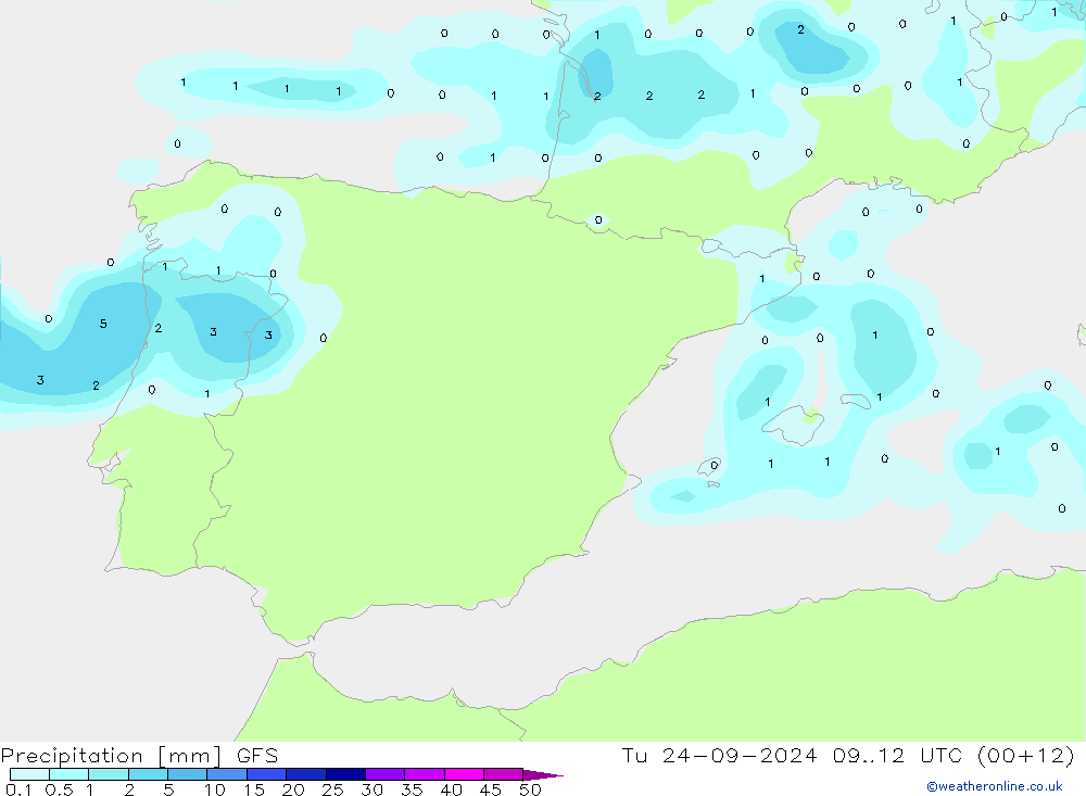 Neerslag GFS di 24.09.2024 12 UTC