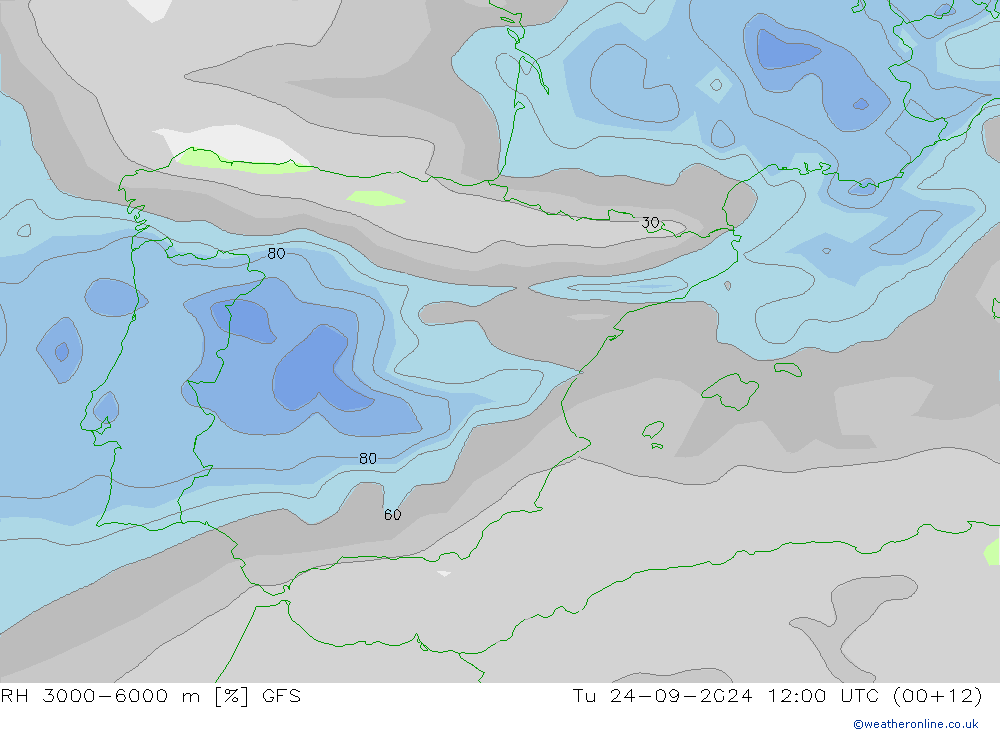 RV 3000-6000 m GFS di 24.09.2024 12 UTC