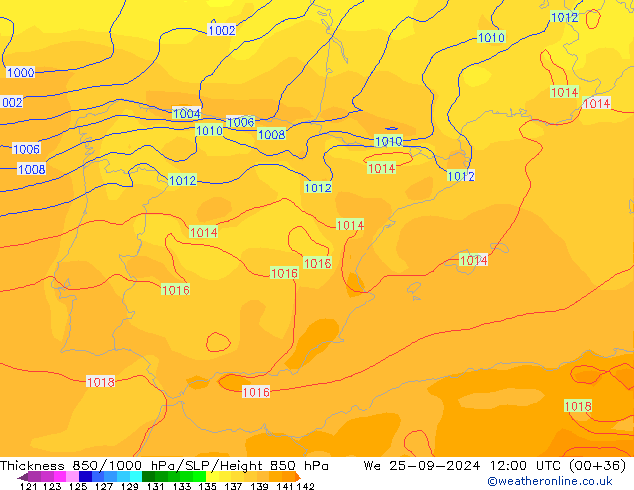 850-1000 hPa Kalınlığı GFS Çar 25.09.2024 12 UTC