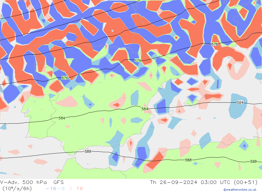 V-Adv. 500 hPa GFS jue 26.09.2024 03 UTC