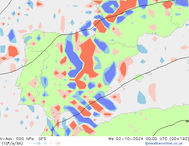 V-Adv. 500 hPa GFS We 02.10.2024 00 UTC