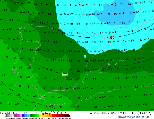 Z500/Rain (+SLP)/Z850 GFS  24.09.2024 12 UTC