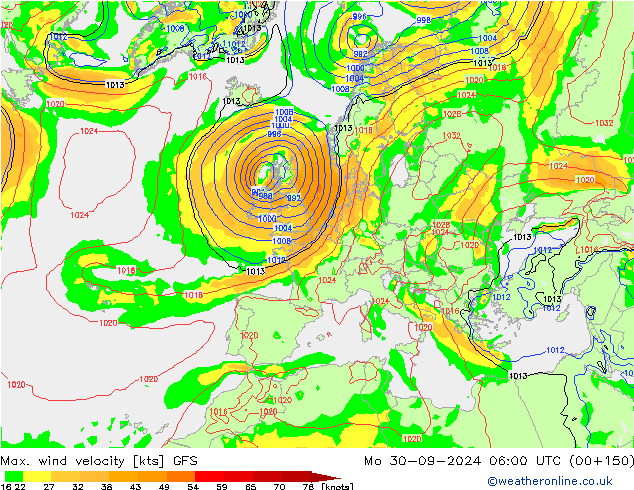 Windböen GFS Mo 30.09.2024 06 UTC