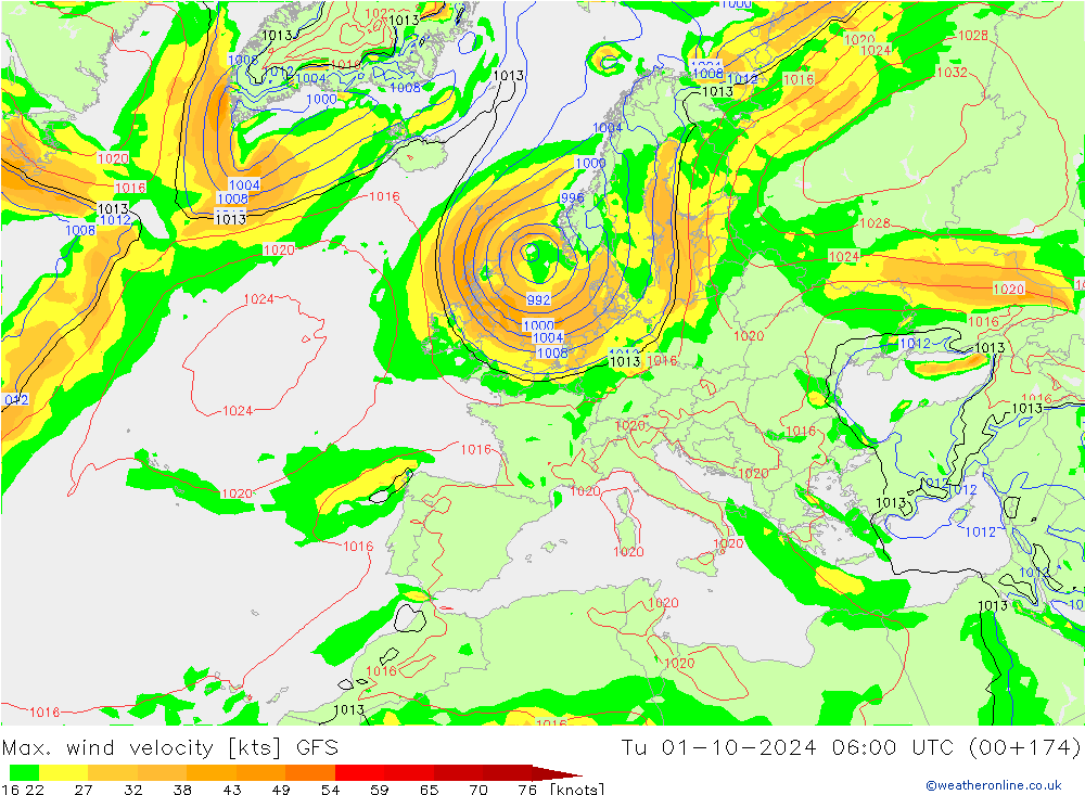 Max. wind velocity GFS mar 01.10.2024 06 UTC