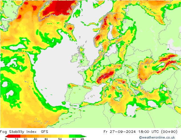 Fog Stability Index GFS vie 27.09.2024 18 UTC