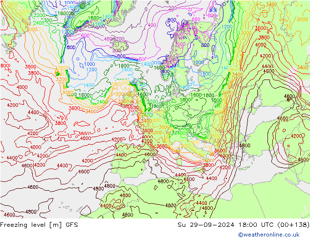 Freezing level GFS Su 29.09.2024 18 UTC