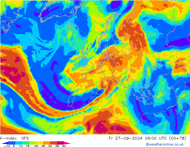 K-Index GFS пт 27.09.2024 06 UTC