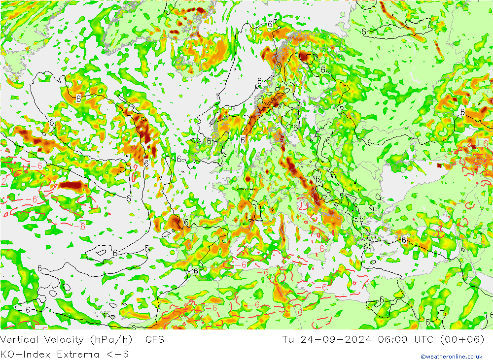 Konveksiyon - İndeks GFS Sa 24.09.2024 06 UTC