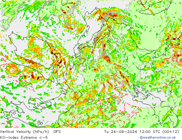 Convection-Index GFS Út 24.09.2024 12 UTC