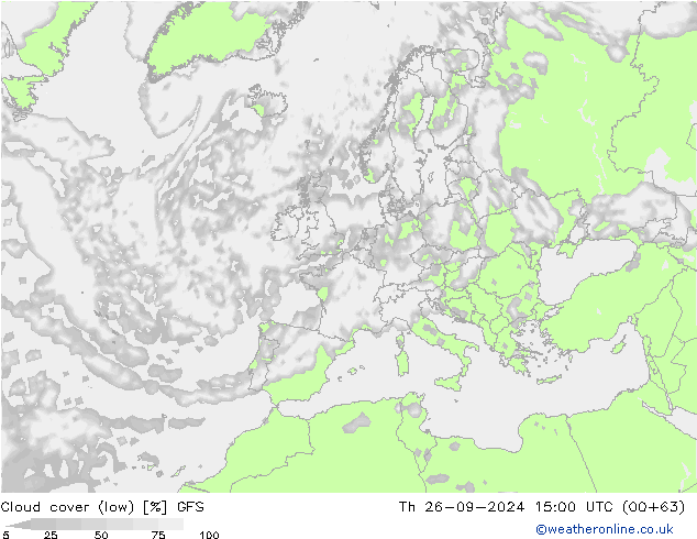 Bewolking (Laag) GFS do 26.09.2024 15 UTC